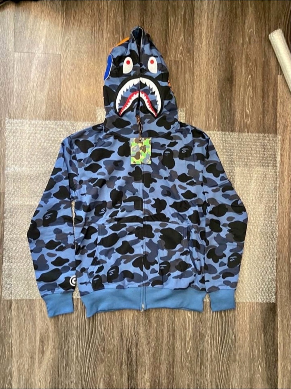 Bape Blue Camo Shark Zip Hoodie